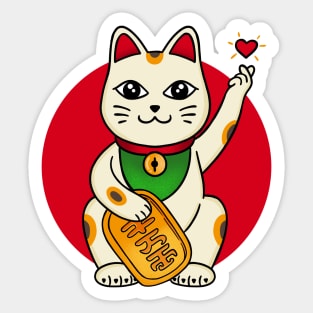 Cat lucky finger heart Sticker